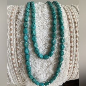 Turquoise Stone Like Beaded Necklace